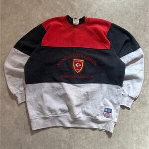 90s Vintage Kansas City Chiefs Striped Crewneck Size XL